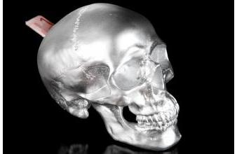 Designer Spardose Skull Silber
