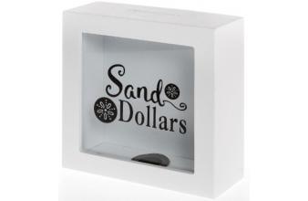 Casa Padrino Spardose Sand Dollars Weiß / Schwarz 15 x 6 x H. 15 cm