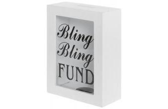 Casa Padrino Spardose Bling Bling Fund Weiß / Schwarz 13 x 6 x H. 18 cm 