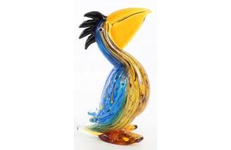  Casa Padrino Luxus Deko Glas Pelikan Vogel Mehrfarbig 13,6 x 10,2 x H. 25,1 cm 