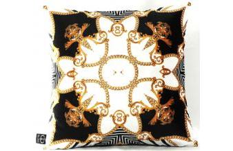 Casa Padrino Luxus Barock Kissen Paris Schwarz / Weiß / Gold 45 x H. 45 cm - Samtkissen