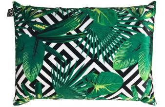 Casa Padrino Luxus Kissen Miami Palm Leaves Schwarz / Weiß / Grün 35 x H. 55 cm - Luxus Qualität