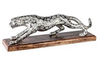 Panther Deko Skulptur Antik Silber / Braun 51 x 13 x H. 17 cm - Dekofigur