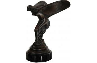 Bronze Skulptur Lady with Wings Bronze / Schwarz 15 x 17 x H. 21 cm - Luxus Dekofigur mit Marmorsockel