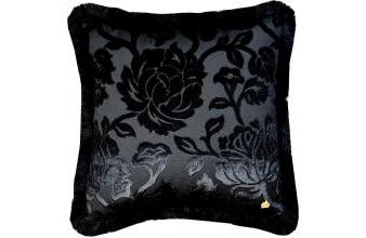 Luxus Kissen Pompöös by Casa Padrino von Harald Glööckler Elegance Collection Barock Muster  Schwarz / Schwarz 50 x 50 cm - Luxus Deko Kissen