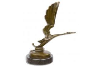 Art Deco Bronzefigur Storch mit Marmorsockel Bronze / Schwarz 16,7 x 9 x H. 20,2 cm - Bronze Skulptur